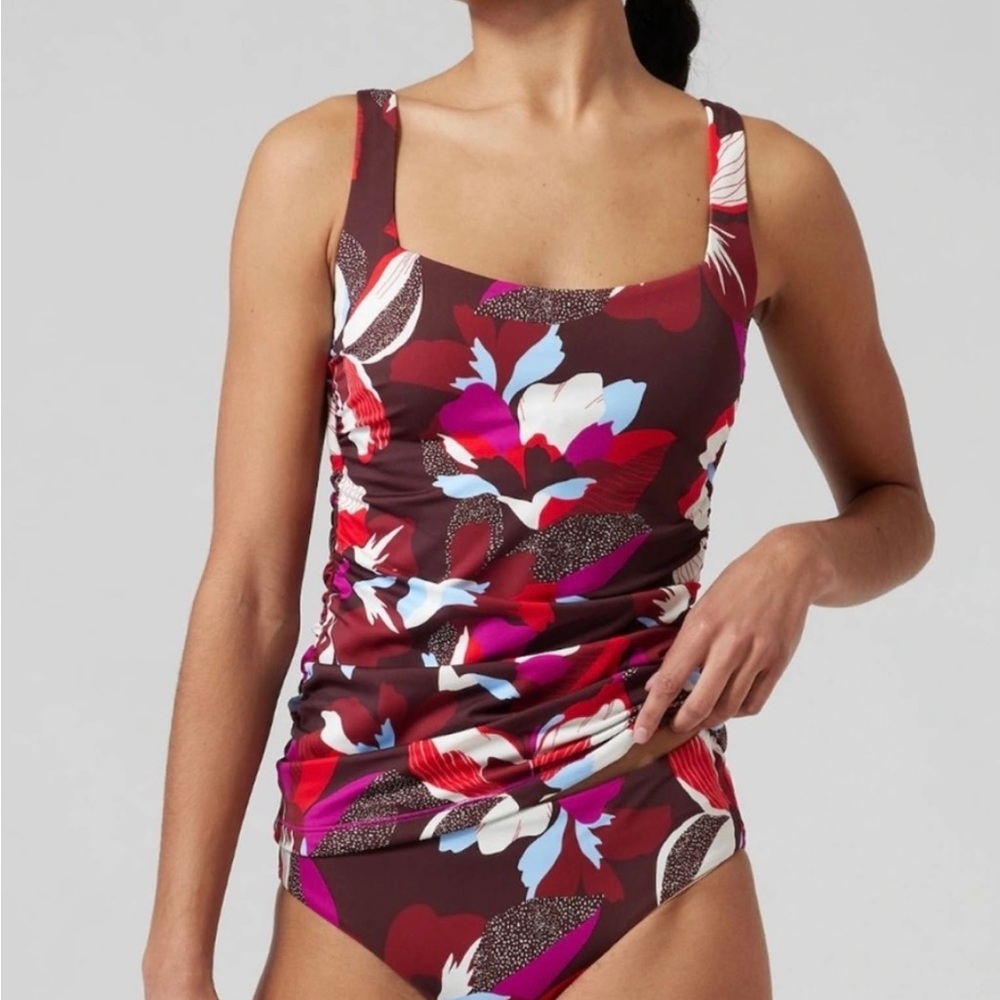 Athleta Hero Bloom Decadent Chocolate Tankini top and Bikini bottom